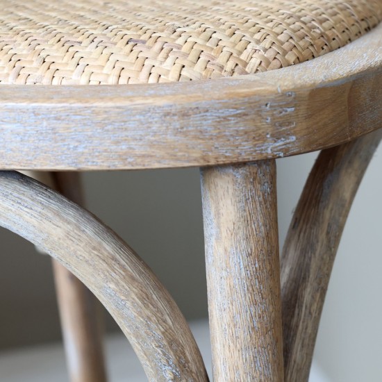 Chic Antique French Bar Stool with Wicker Seat & Backrest | 41080700