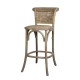 Chic Antique French Bar Stool with Wicker Seat & Backrest | 41080700