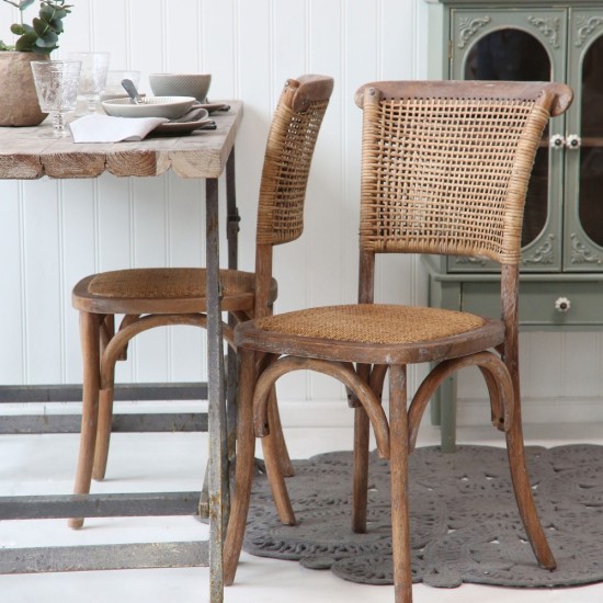 Chic Antique French Dining Chair with Wicker Seat & Back | 41034200
