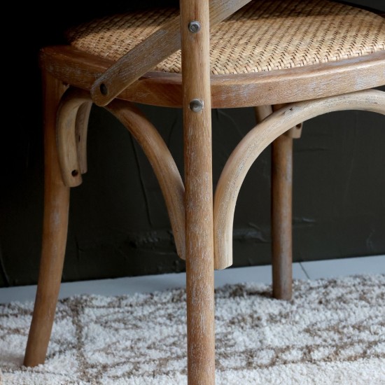 Chic Antique French Dining Chair with Wicker Seat | 41067800