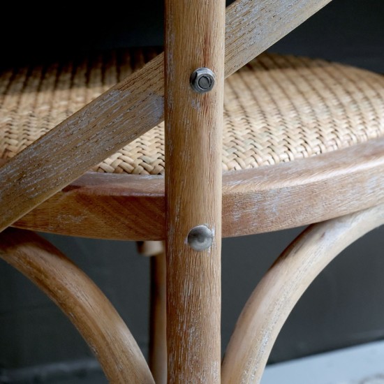 Chic Antique French Dining Chair with Wicker Seat | 41067800