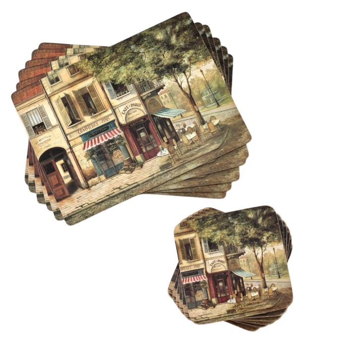Pimpernel Parisian Scenes Placemat & Coaster Set | 12 Piece | X0012563423V