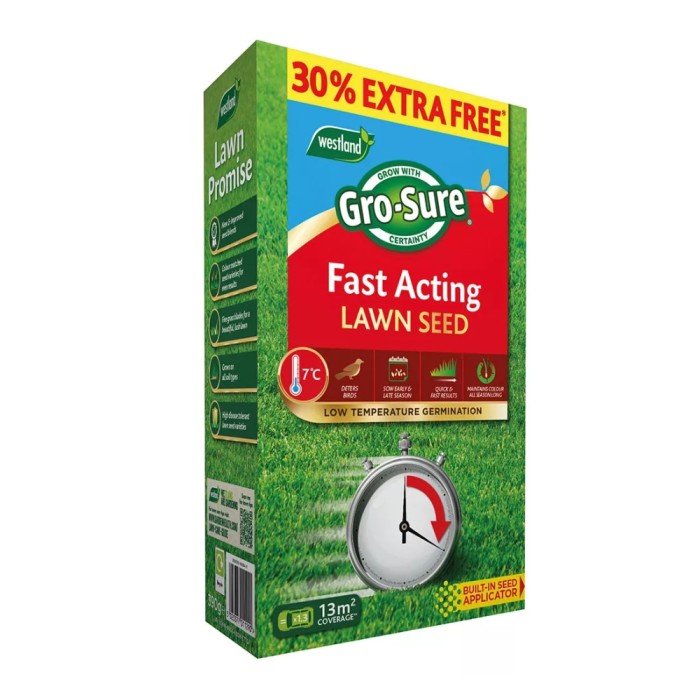 Gro-Sure Fast Acting Lawn Seed | 10m² + 30% Extra Free | 13m²