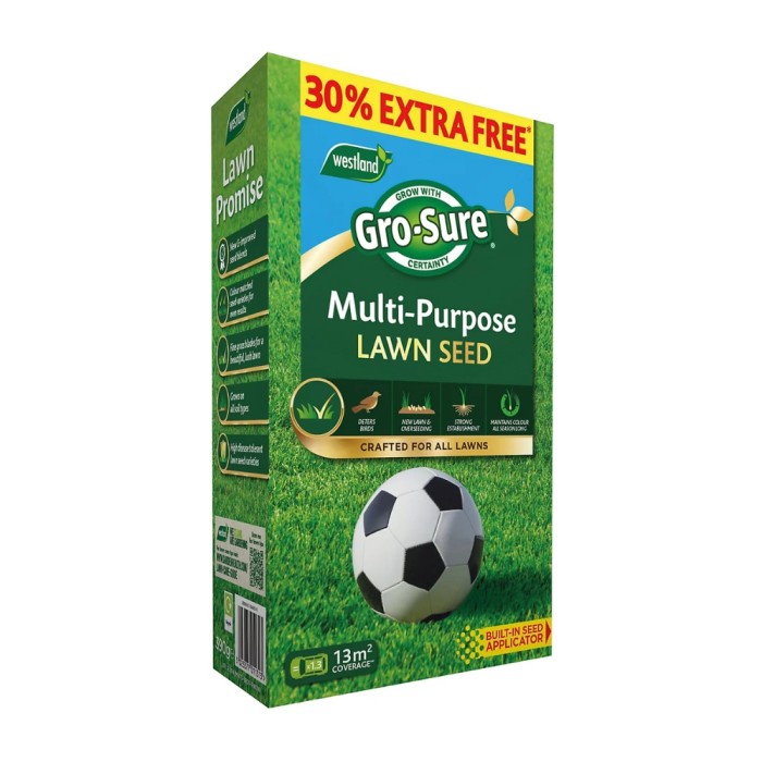 Gro-Sure Multi-Purpose Lawn Seed | 10m² + 30% Extra Free | 13m²