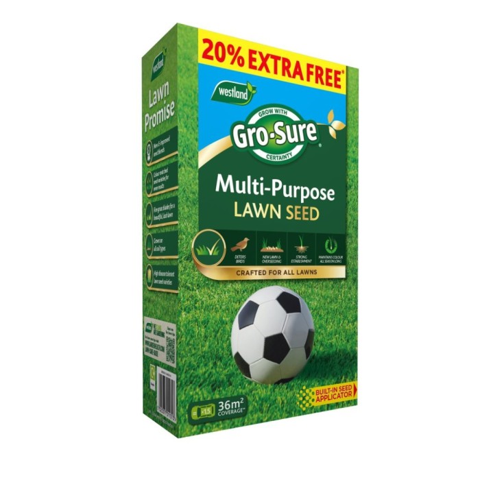 Gro-Sure Multi-Purpose Lawn Seed | 30m² + 20% Extra Free | 36m²