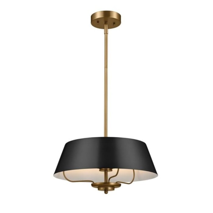 Luella 3lt Duo-Mount Pendant - Black & Brass