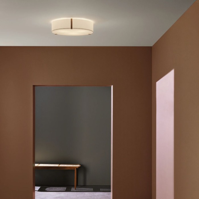 Salina Ceiling Light White Fabric/Bronze