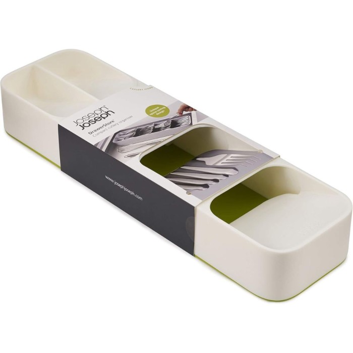 DrawerStore™ White Compact Cutlery Organiser