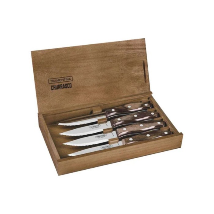 4-Piece Steak Knife Set in Wooden Box