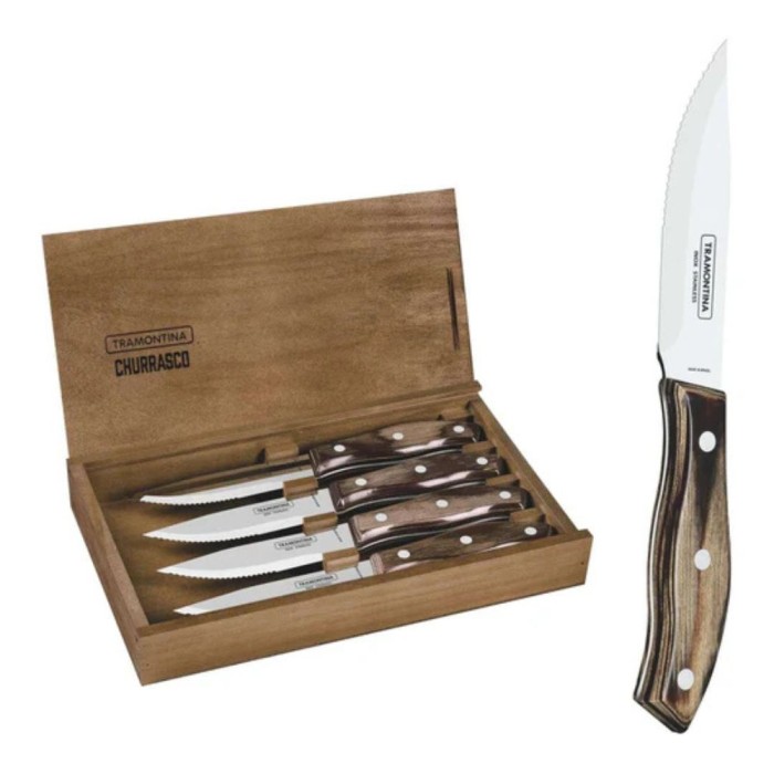 4-Piece Steak Knife Set in Wooden Box