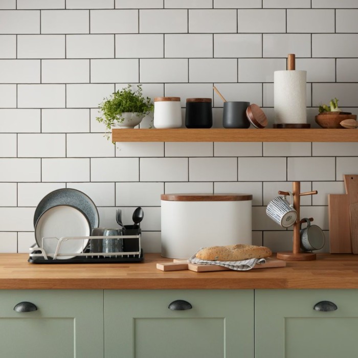 White Bread Bin With Acacia Lid
