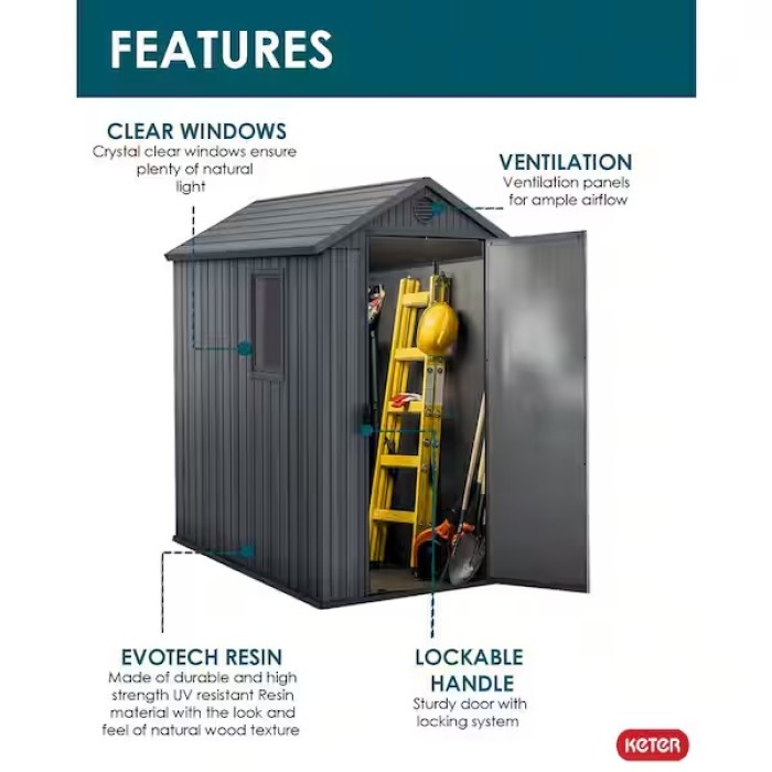 Keter Darwin Garden Shed | 6ft x 4ft | Green