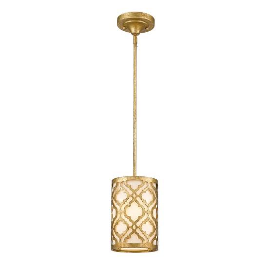 Arabella 1 Light Duo-Mount Mini Pendant Distressed Gold, Ivory Shade