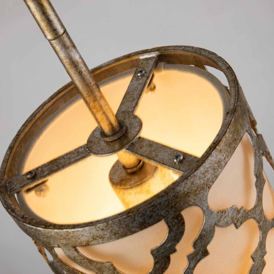Arabella 1 Light Duo-Mount Mini Pendant Distressed Gold, Ivory Shade
