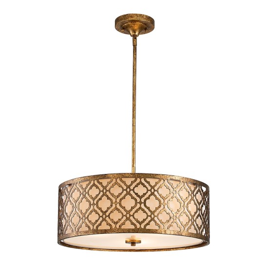 Arabella 3 Light Large Round Ceiling Duo-Mount Pendant Gold E27