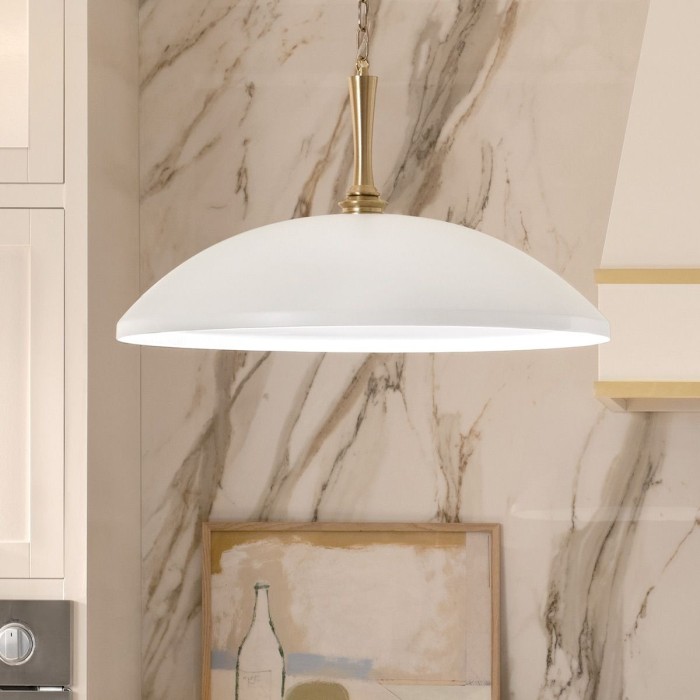 Delarosa 1 lt Ceiling Pendant - White & Champagne Bronze