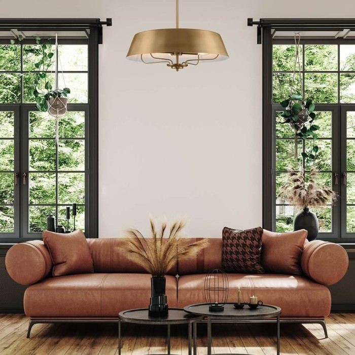 Luella 4lt Duo-Mount Pendant Brushed Natural Brass