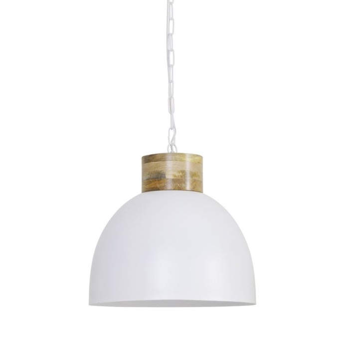 Samana Hanging Lamp | Matt White/Wooden Top