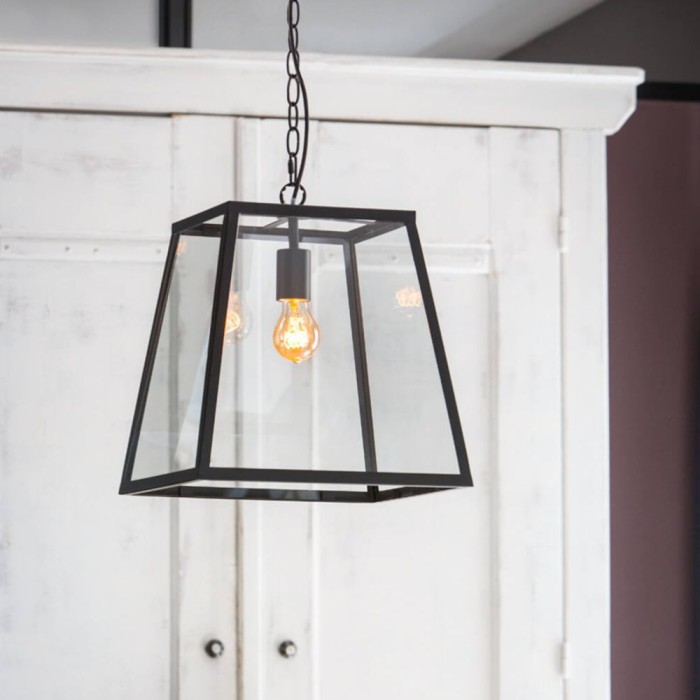 Saunte Hanging Lamp | Black & Glass