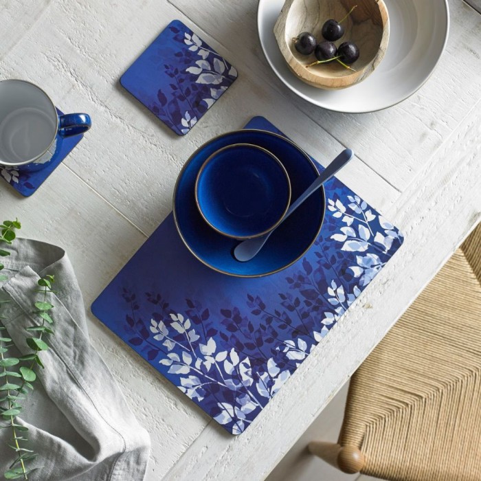 Colours Blue Foliage Placemats Set Of 6