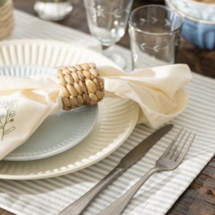 Placemat Dusty Blue with White Stripes
