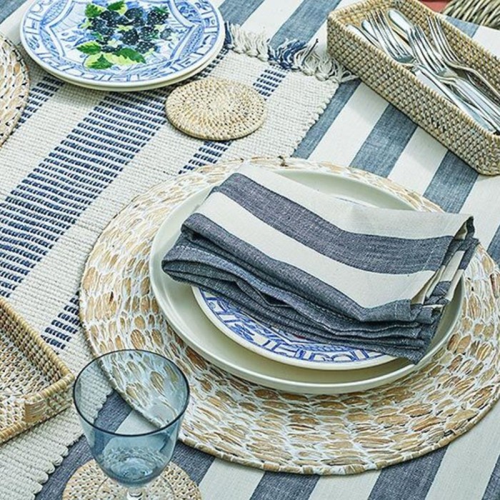 Wide Stripe Napkin Flint Blue (Set of 4)
