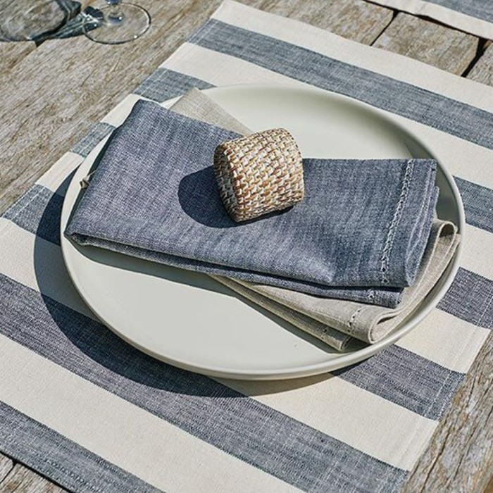 Wide Stripe Placemat Flint Blue (Set of 2)