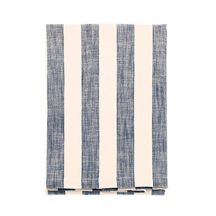 Wide Stripe Tablecloth Flint Blue