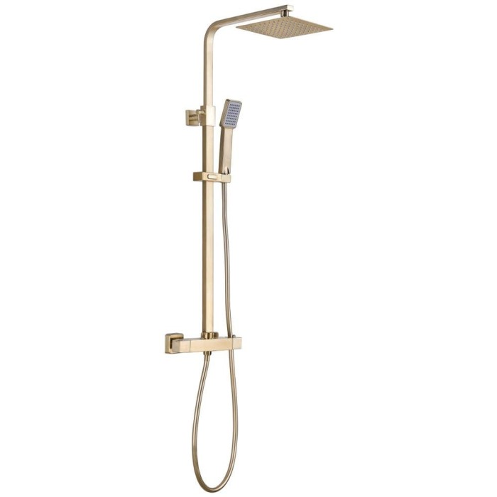 Tailored Square Thermostatic Overhead Shower Kit - Brushed Brass