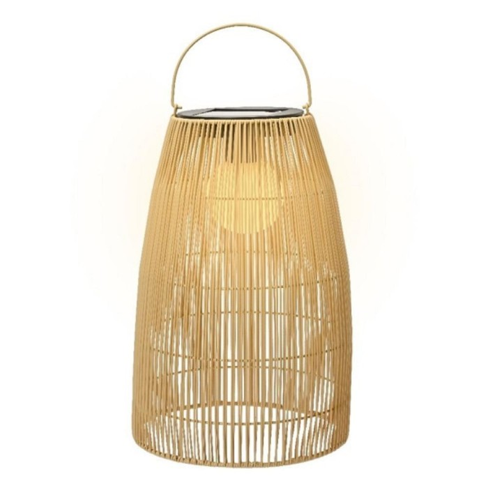 Solar Powered Natural Wicker Effect Lantern