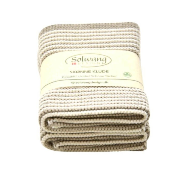 Nature/Khaki Stripes Organic Dishcloth - 2 Pack