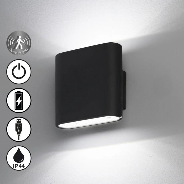 Easy Magnetics 2 Light Outdoor Wall Light LED w/ Motion Sensor | Black