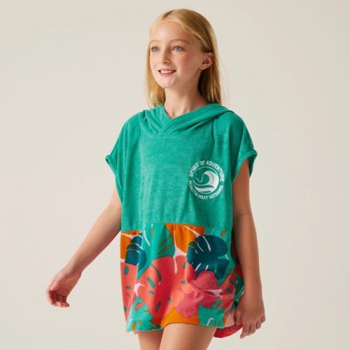 Kids' Towel Robe II | Turquoise/Tropical Leaf